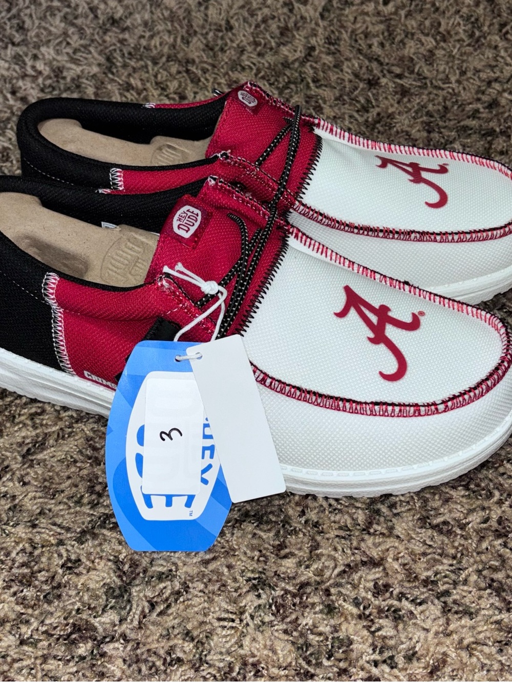 Hey Dude Wally Tri Alabama Crimson Tide Shoes White Red Men's Size 8 Roll Tide